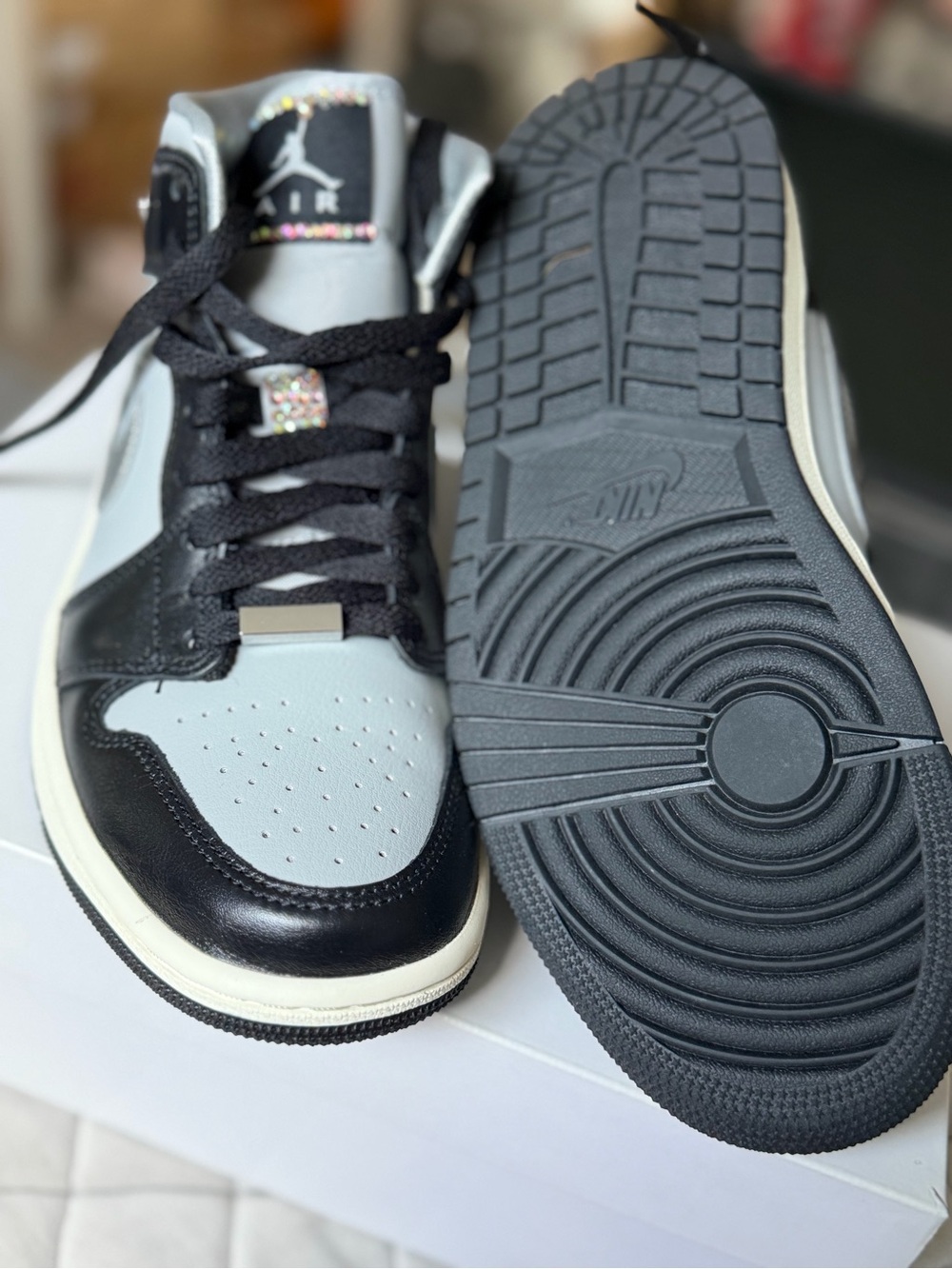 Jordan Men’s High-Top Sneakers in Black & Light Gray